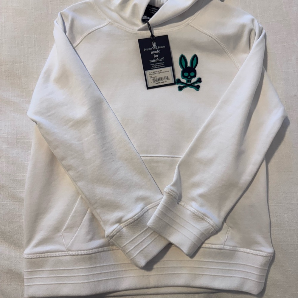 Psycho Bunny White Hoodie with Green Logo